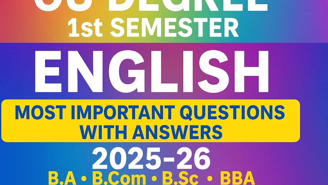 OU Degree 1st Sem English 2025-26 | Most Important Questions with Answers | B.A, B.Com, B.Sc, BBA