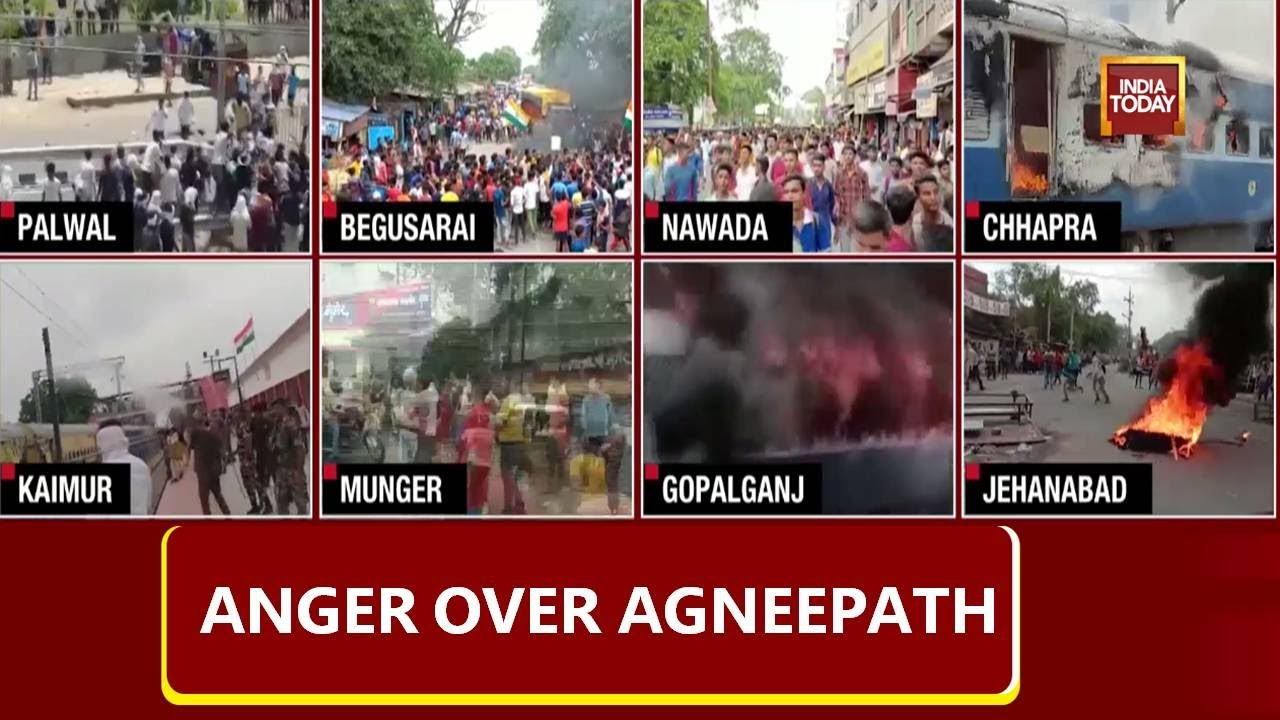 WATCH: Tyres Burnt In Bihar, Youth Takes To Streets Across India In Protest Against Army's Agneepath