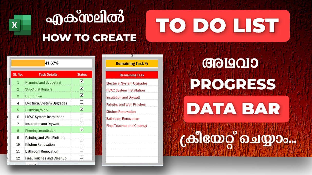 How to Make Progress Bar in Excel | Data Bar in Excel | To do list in Excel |#databar #excel