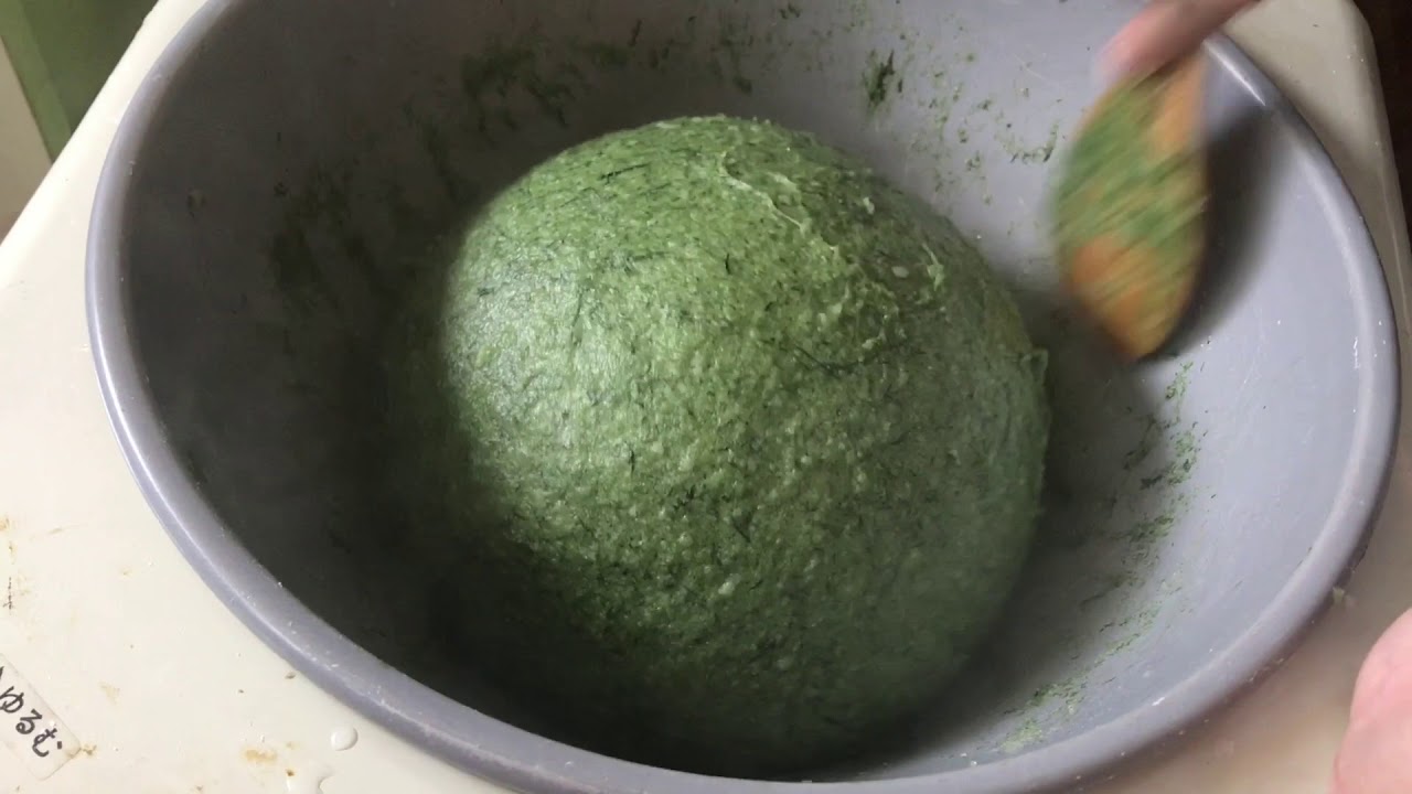 ヨモギ餅も作ったよ★田舎風餅つき機を使っての餅つきのやり方 ヨモギ餅編＿make a mochi with a mochi-making machine
