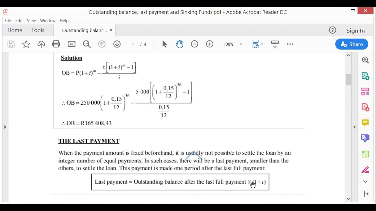 Grade 12 Outstanding Balance and Last Payment