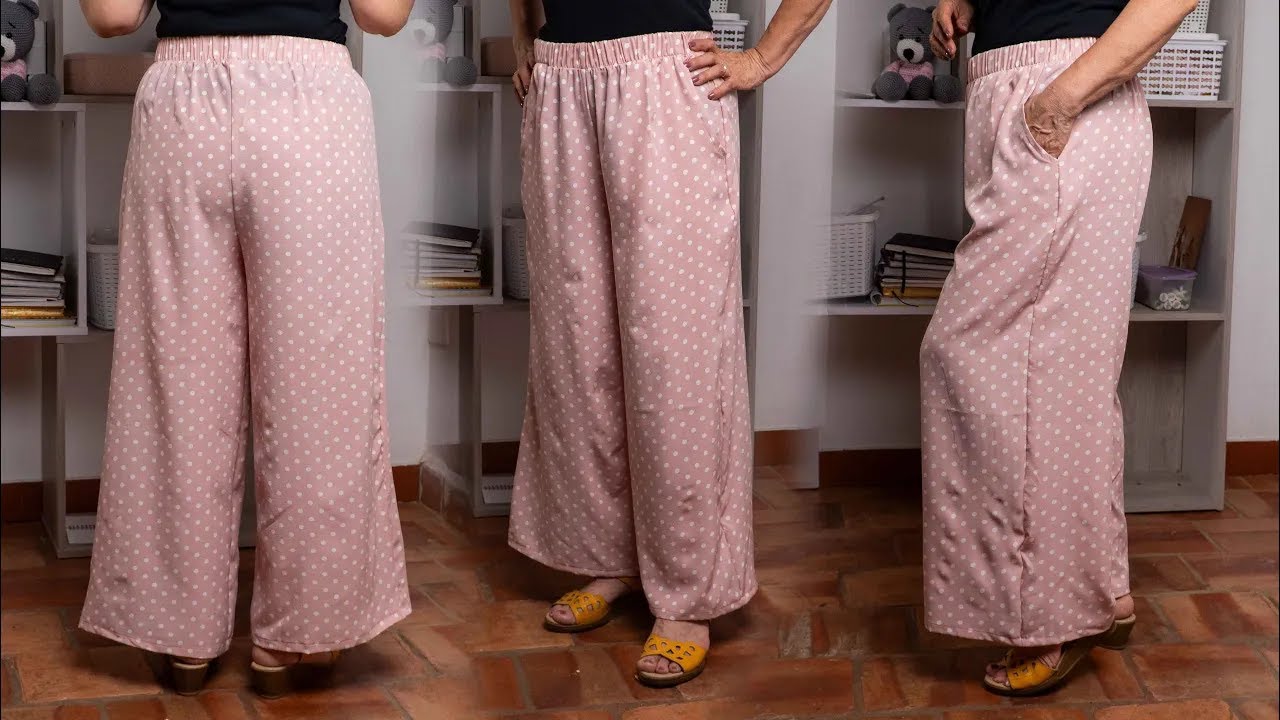 Cómo hacer un Pantalón Palazzo SIN MOLDE con bolsillos   How to make Palazzo Pants