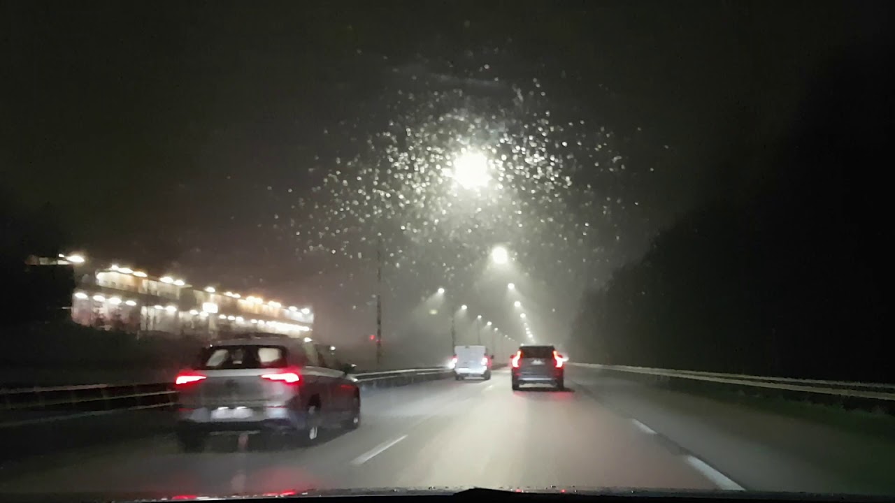 Rain and snow on my drive to town