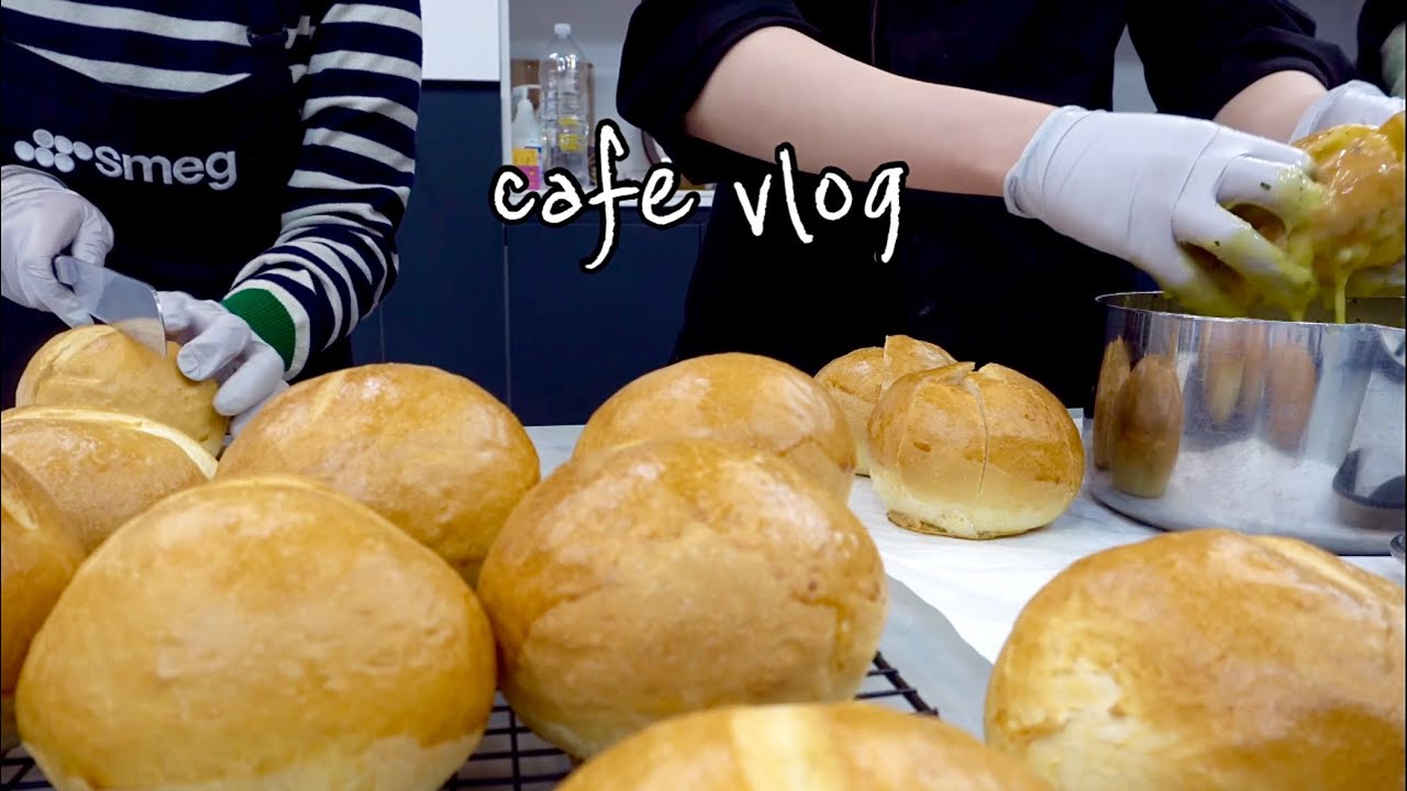 [Eng][cafe vlog] 카페사장브이로그👩‍🍳, 산딸기요거트타르트🍰🍓, 포카치아, 육쪽마늘빵만들기💗🌸