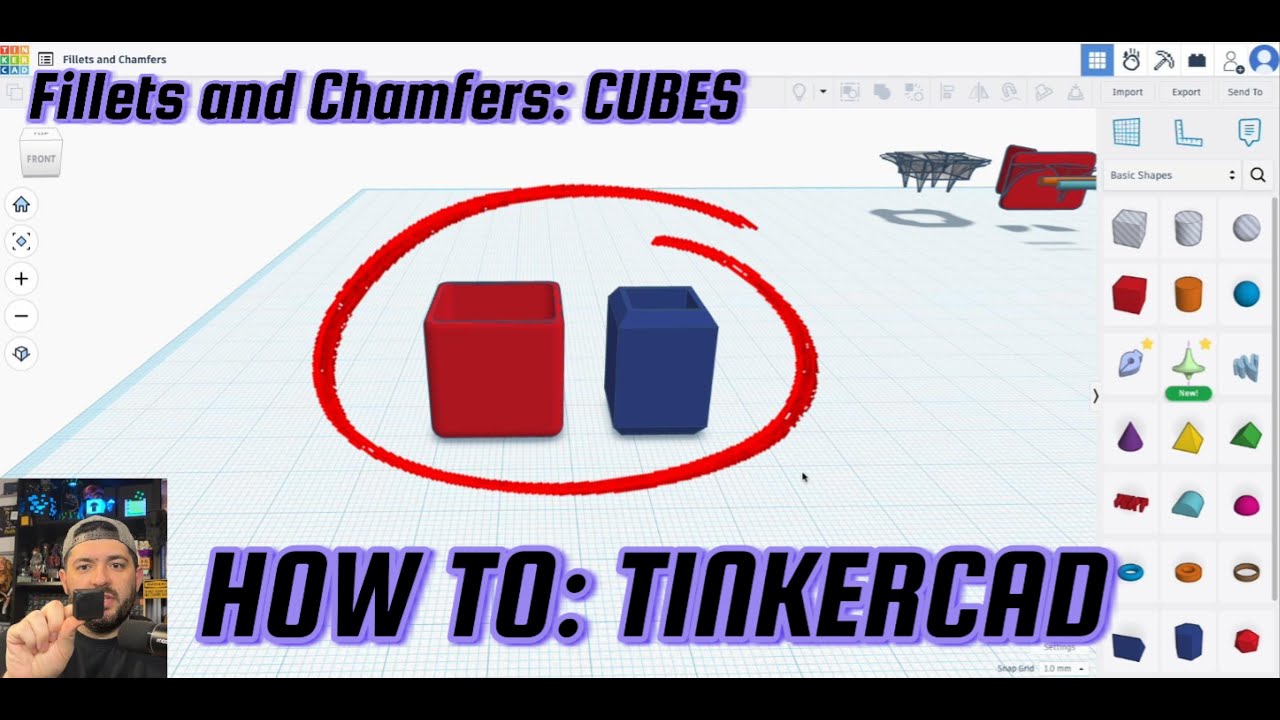Как работать в TinkerCAD: скругления и фаски в кубах