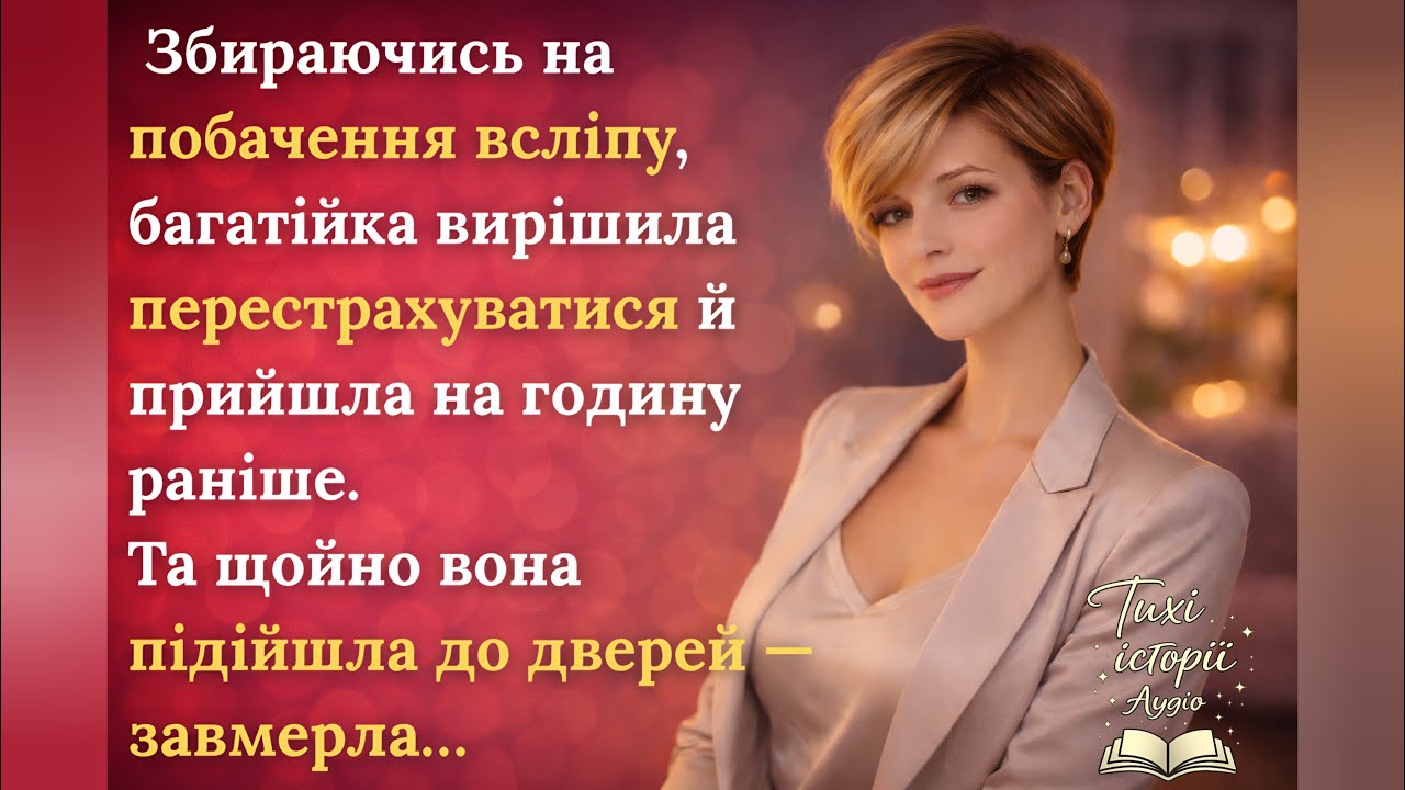 «Збираючись на побачення всліпу, багатійка вирішила перестрахуватися й прийшла на годину раніше...