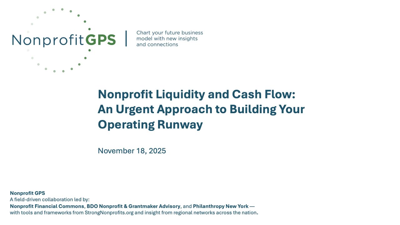Nonprofit Liquidity and Cash Flow – An Urgent Approach to Building Your Operating Runway