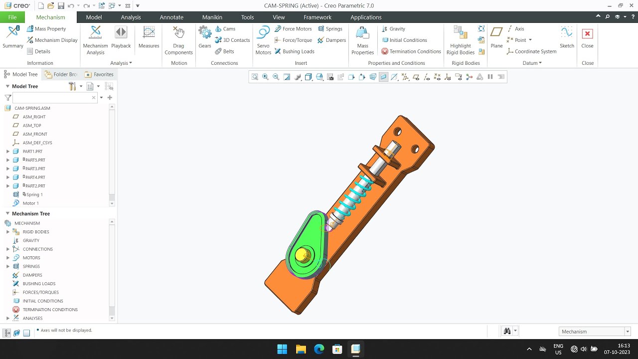 Cam & Spring : 3D Modelling and Animation in Creo Parametric