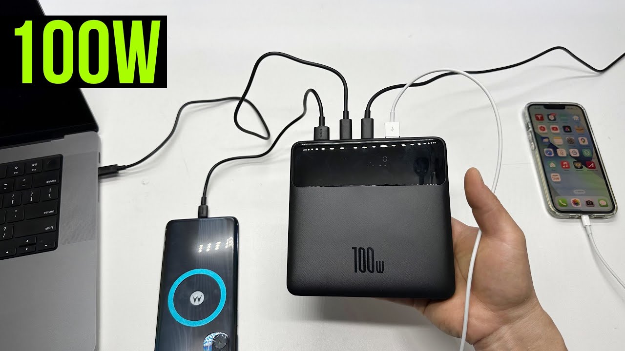 Лучший внешний аккумулятор для ноутбука? Baseus 100 Вт, 4 порта, цифровой дисплей (версия 2023 го...
