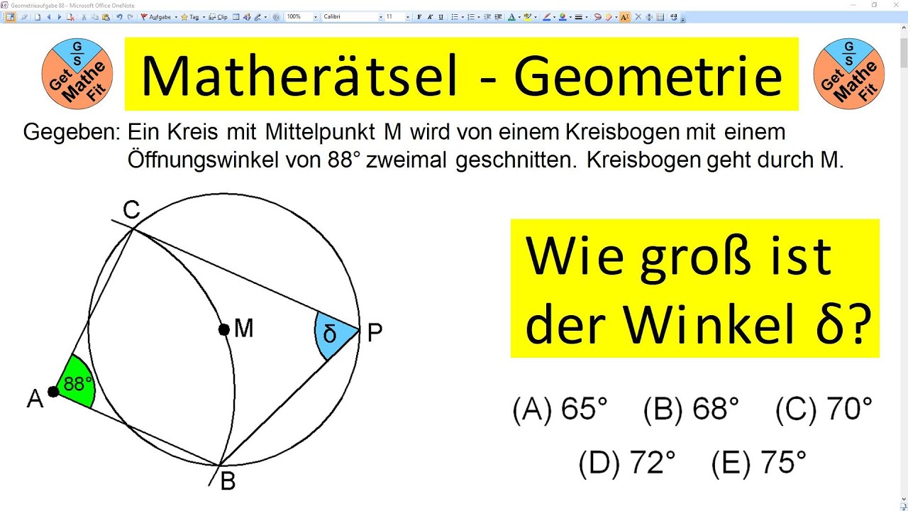 Mather&auml;tsel Geometrieaufgabe - Wie gro&szlig; ist der Winkel &delta;?