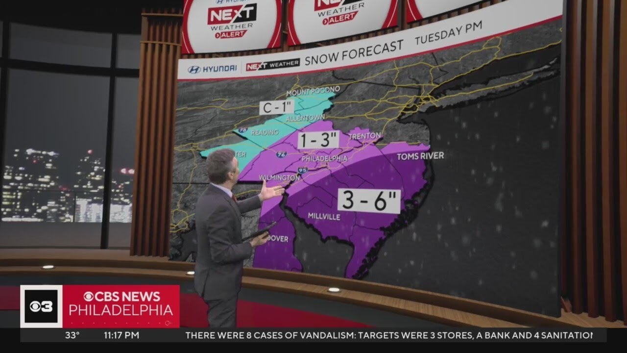 Accumulating snow expected in Philadelphia region Tuesday night, Wednesday morning