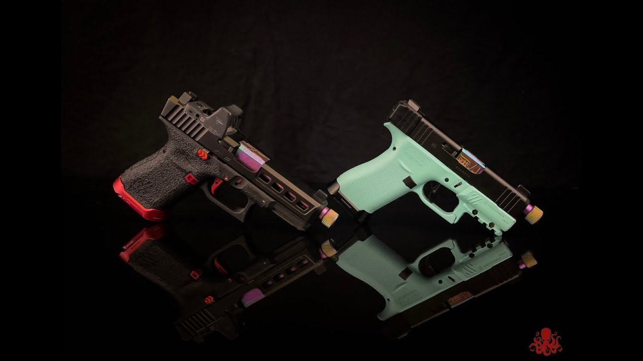 Обзор стволов Faxon Firearms Flame Fluted для пистолетов Glock 19 и Glock 17 с резьбой, покрытых PVD-покрытием Chameleon/Gold TiN.