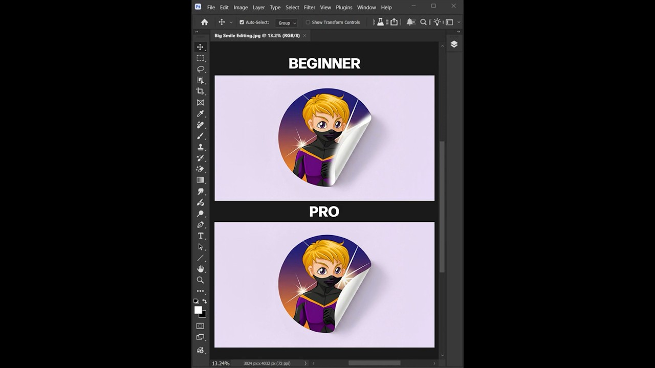 Советы по Photoshop 2026: Как легко вставить рисунок на круглые наклейки с загнутыми краями! #шорты