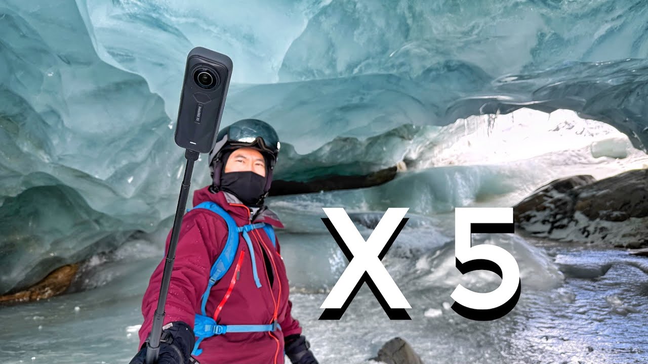 滑进冰川内部！影石Insta360 X5全景相机，滑雪完全测评