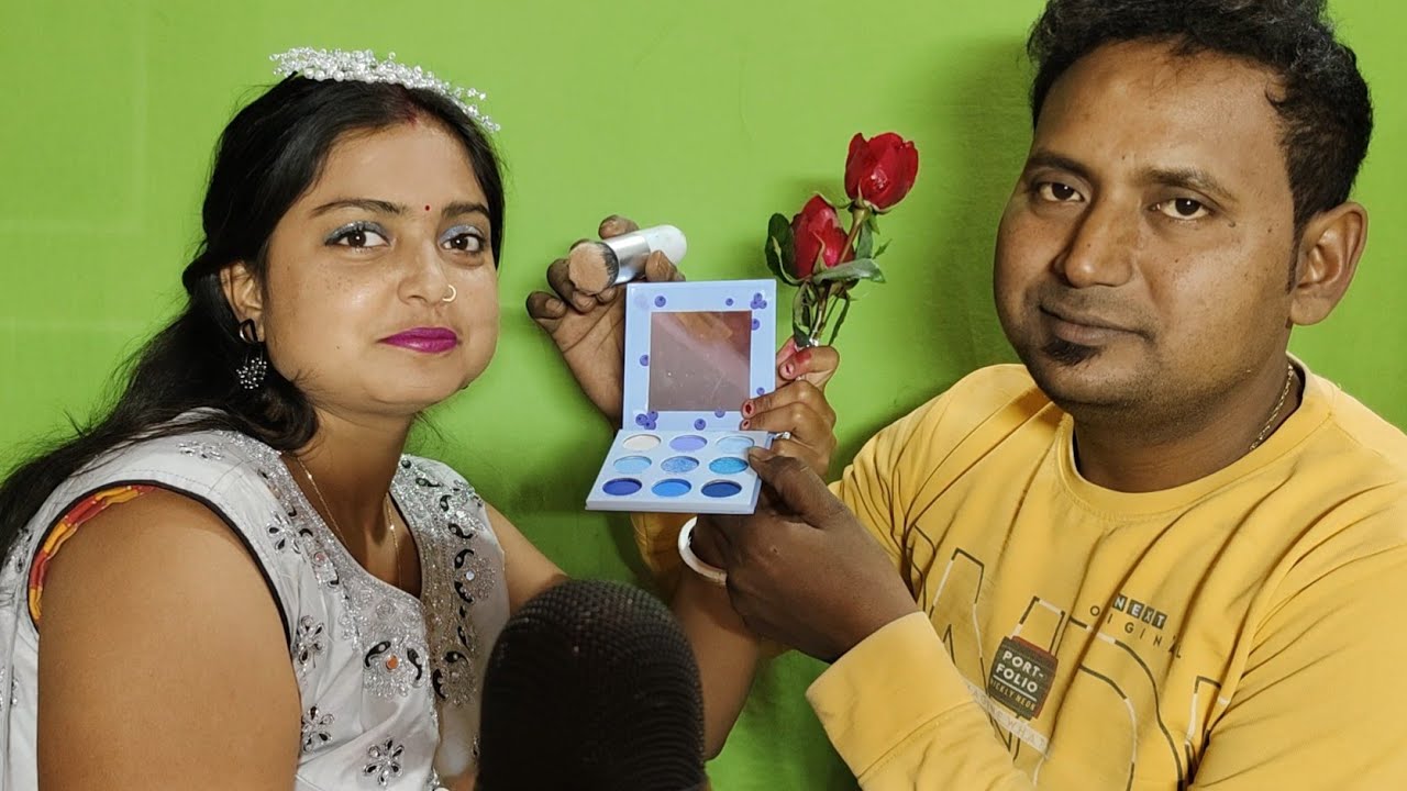 ASMR My Anniversary  party Makeup Doing my Husband (asmr raju & asmr eti ) 💝🌹💐