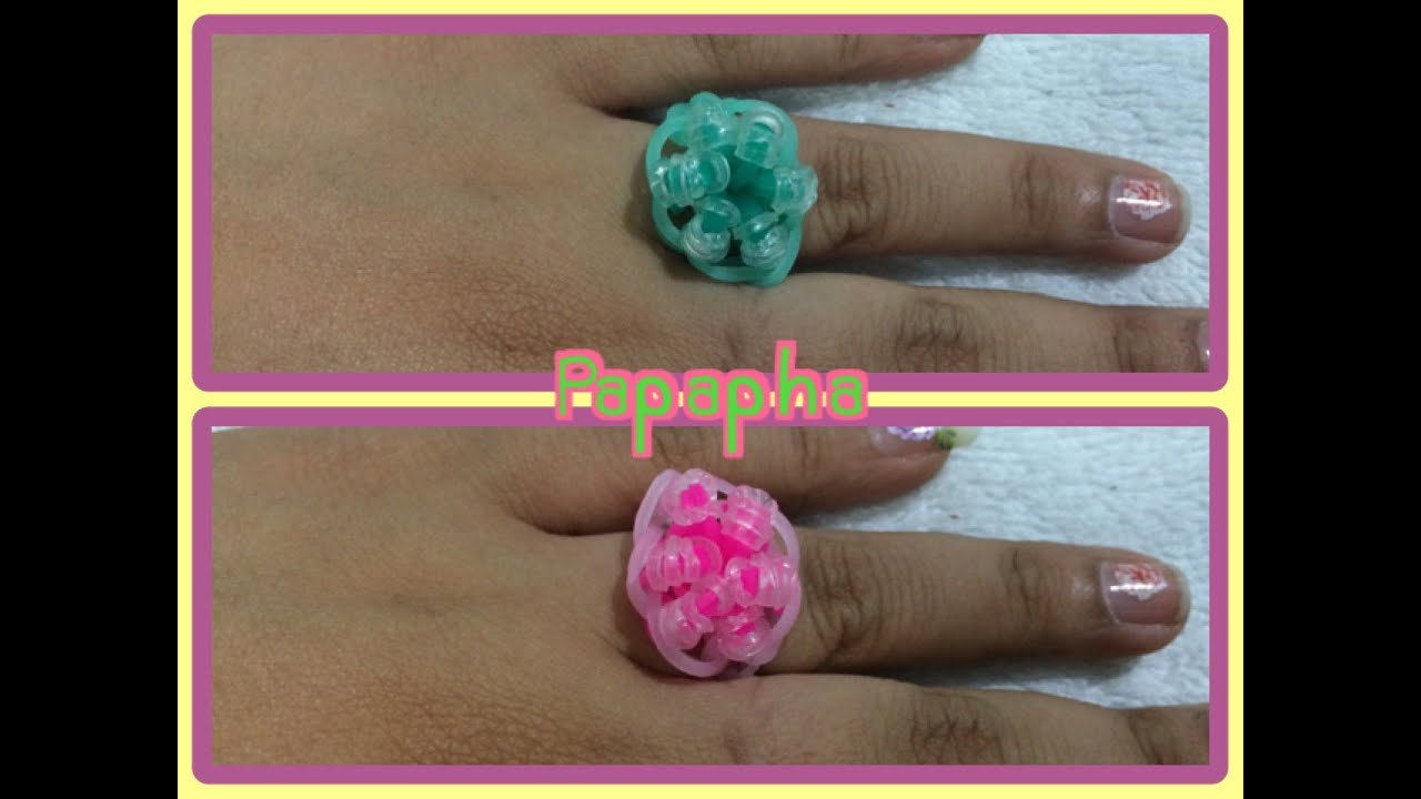 คลิปสอนถักหนังยาง Rainbow Loom แหวนดอกไม้ By ปาปา ภา Thailand