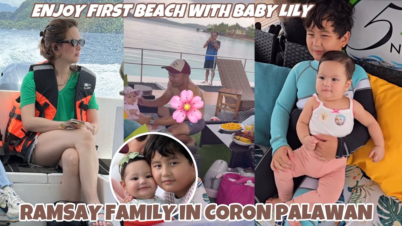 Ellen Adarna at Derek Ramsay in Palawan first time beach bonding with daughter Liana kambal ni Elias