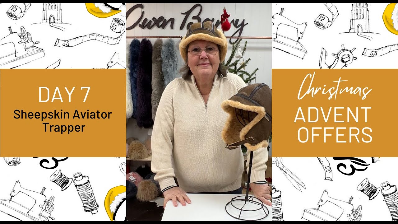 Sheepskin Aviator Hat in Honeypot Brown , British Made by Owen Barry , Advent day 7 offer at &pound;69