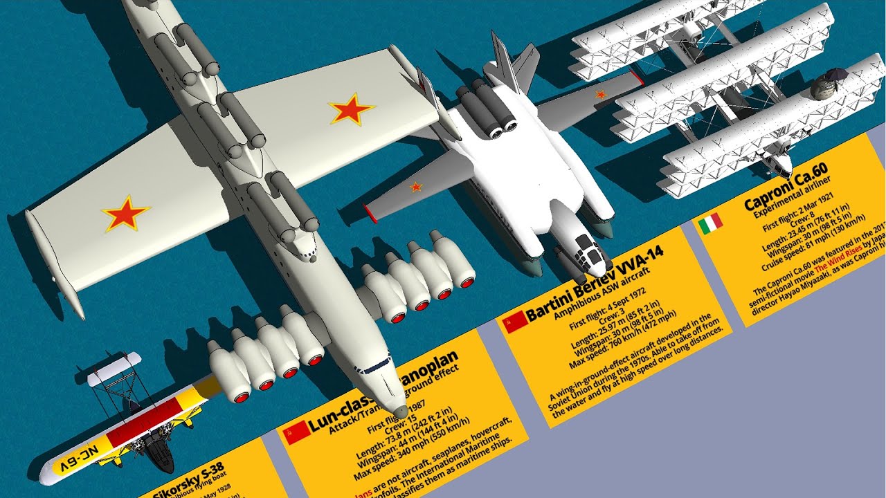 Crazy Seaplanes Type and Size Comparison 3D