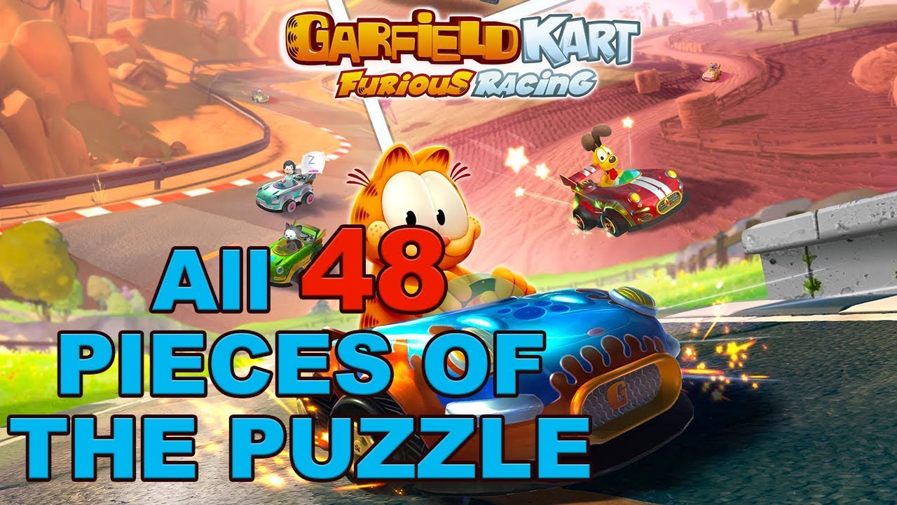 Garfield Kart - Furious Racing All 48 pieces of the Puzzle (все пазлы)