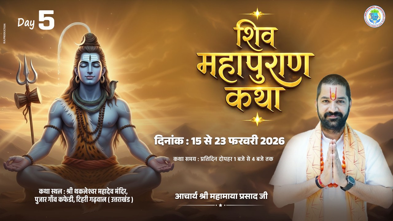 DAY - 5 !! श्री शिव महापुराण कथा !! श्री थकलेश्वर महादेव मन्दिर रौणद रमोली, पुजार गाँव कफेडी...
