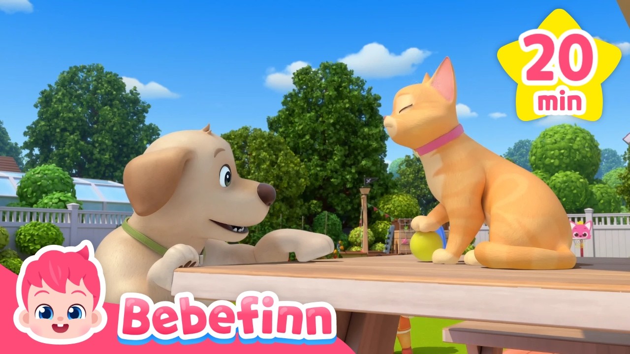 🐾 Kitty Boo & Puppy Mandoo | Cute Animal Song for Kids @Bebefinn