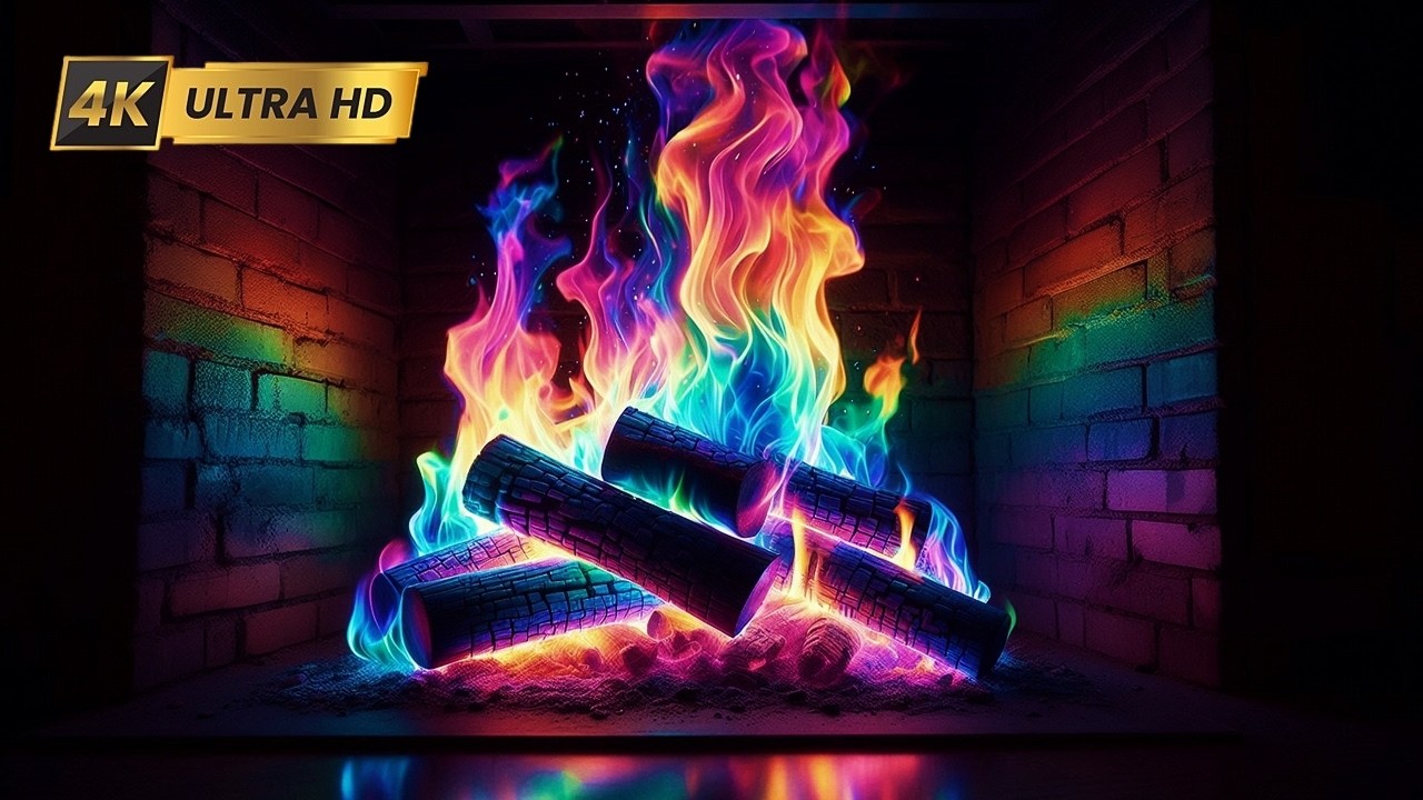 Beautiful Rainbow Fireplace Flames in 4K UHD! (12 HOURS) Magical Fireplace Must See!