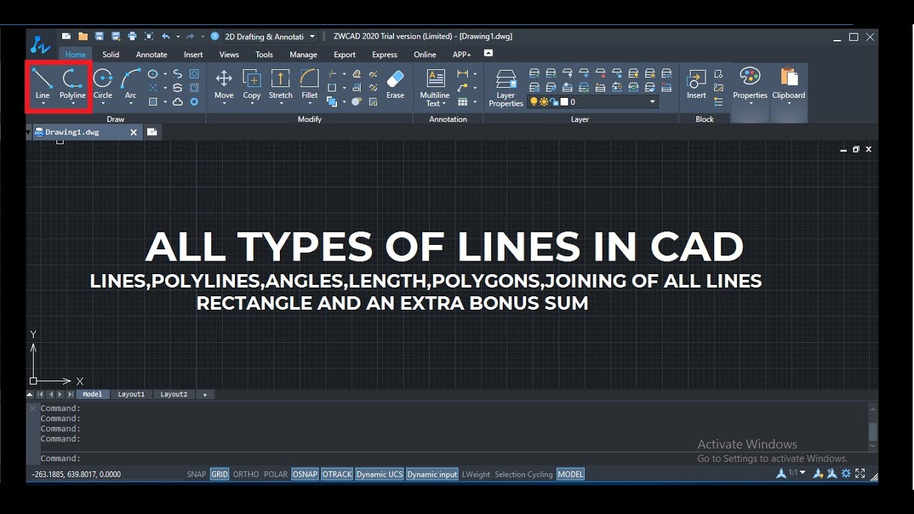 Learn how to draw Lines in CAD| 01| ZWCAD