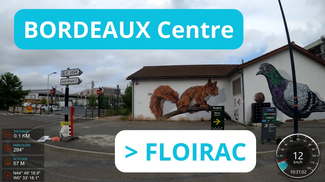 TRAVERSÉE de BORDEAUX vers Floirac en Mercedes Tourismo