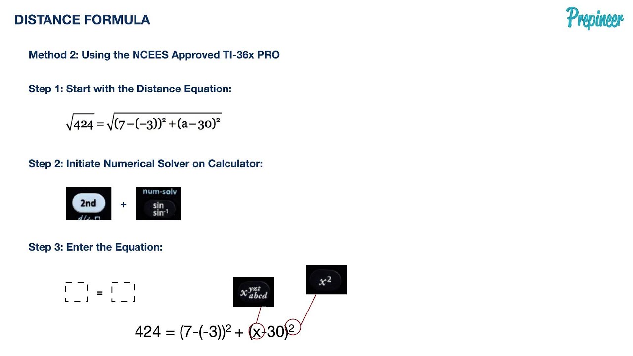 DISTANCE FORMULA - TI-36X PRO FE Exam Prepineer Calculator Workshop