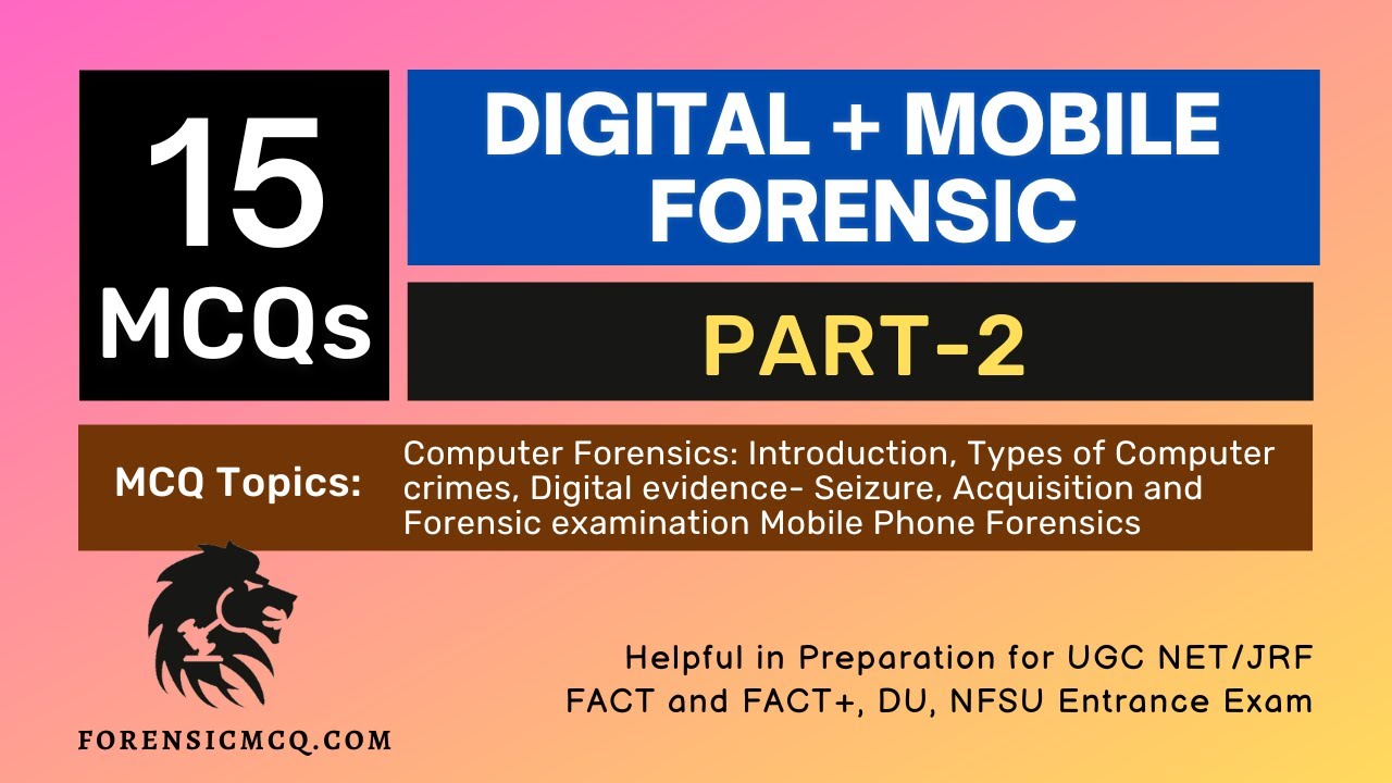 Computer and Mobile Forensic MCQs Part 2 | Digital Forensic Questions With Answer for NTA UGC NET