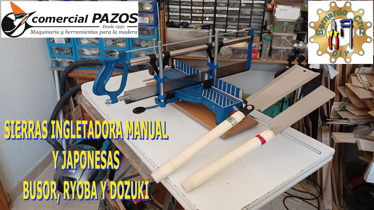Ingletadora manual Busor y sierras japonesas. Comercial Pazos. Montaje de ingletadora y uso