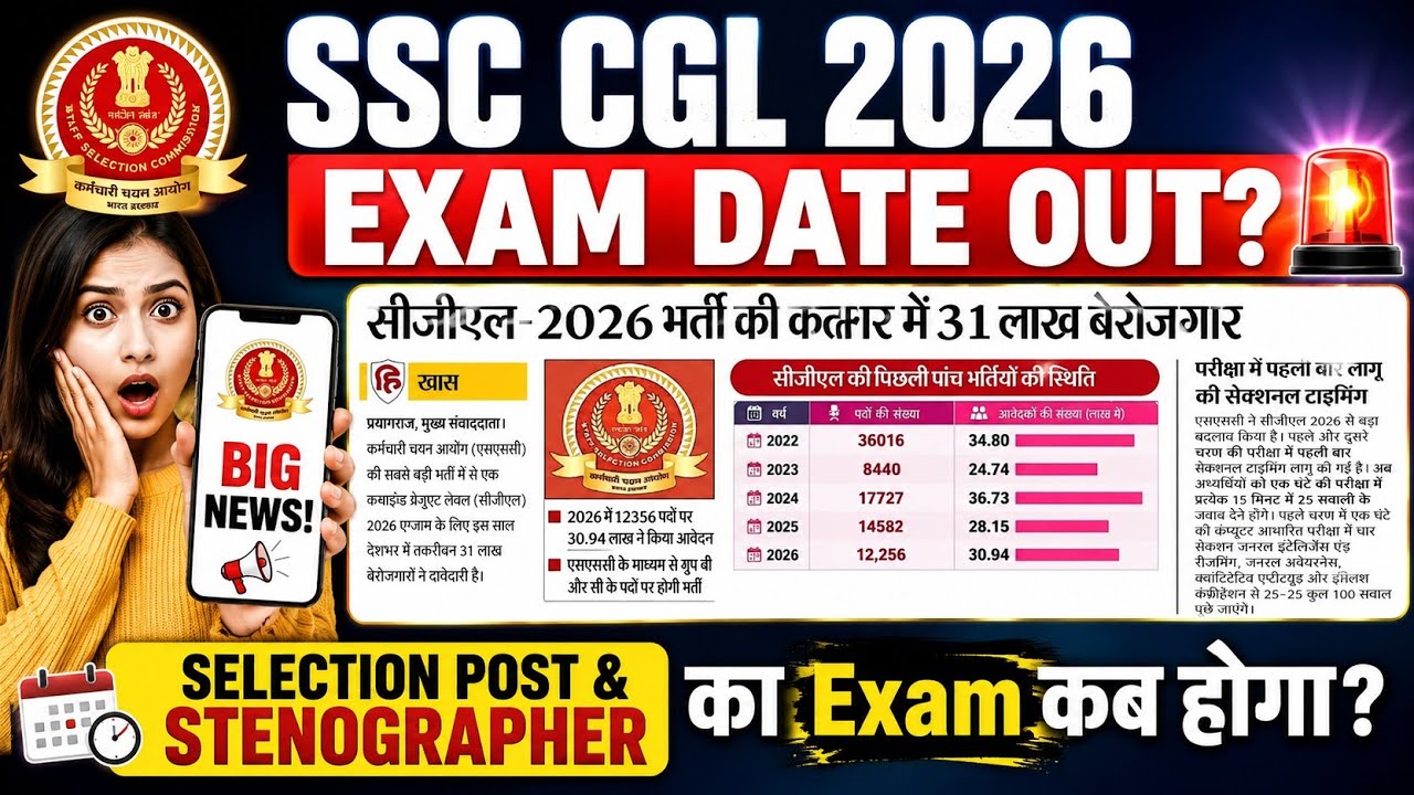 SSC CGL 2026 Exam Date Out🔥 Selection Post Phase 14 Exam Date 2026 | SSC Stenographer Exam Date 2026
