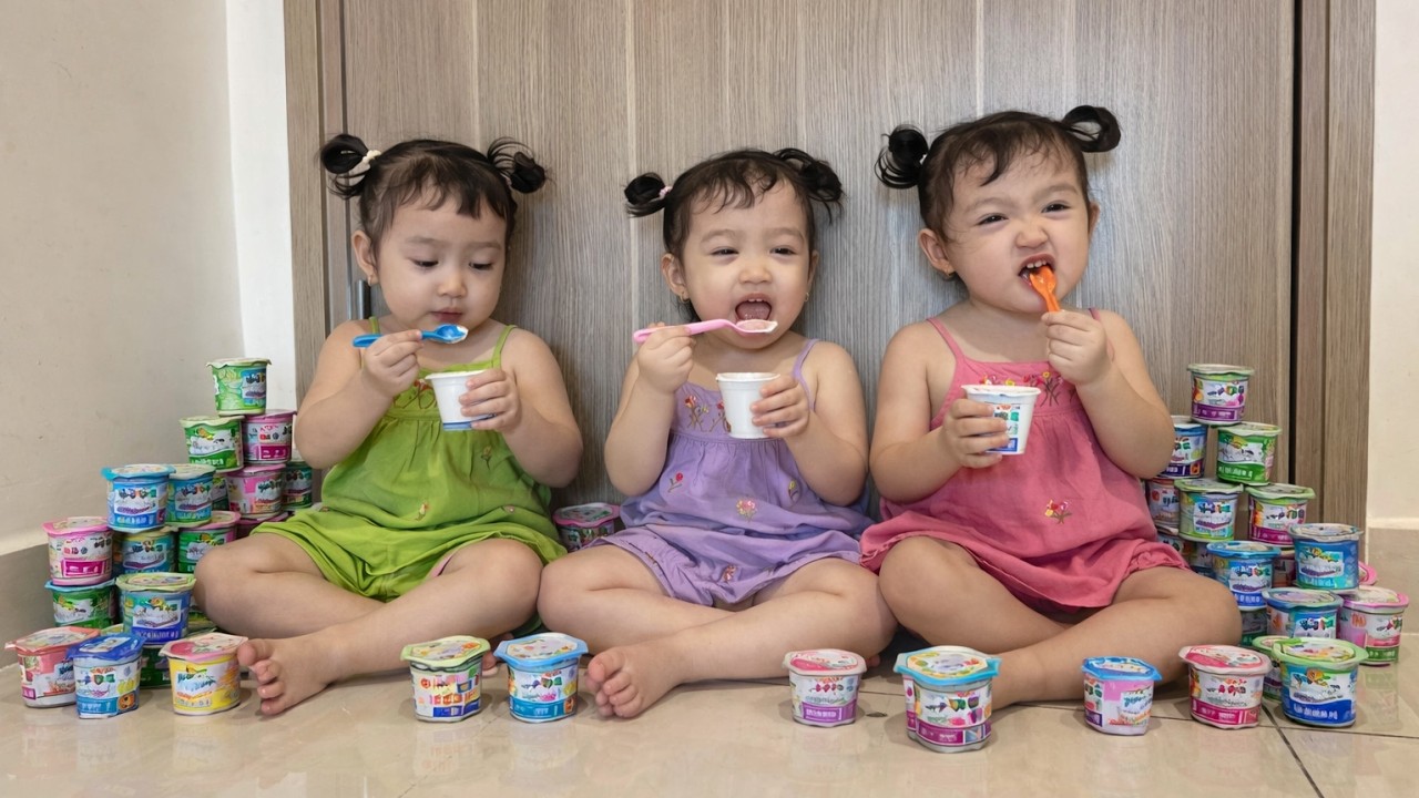 Mẹ Yến Nhi cho thưởng thức món ăn yêu thích khiến ba bé sinh ba mừng rỡ | BA NÀNG TIÊN