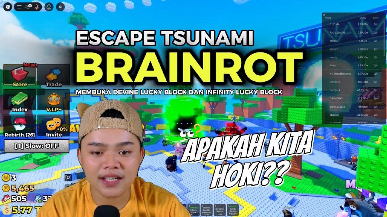 🌊🔥 ESCAPE TSUNAMI BRAINROT + BUKA DEVINE & INFITY LUCKY BLOCK! APAKAH BAKALAN HOKI?! 🔥🌊