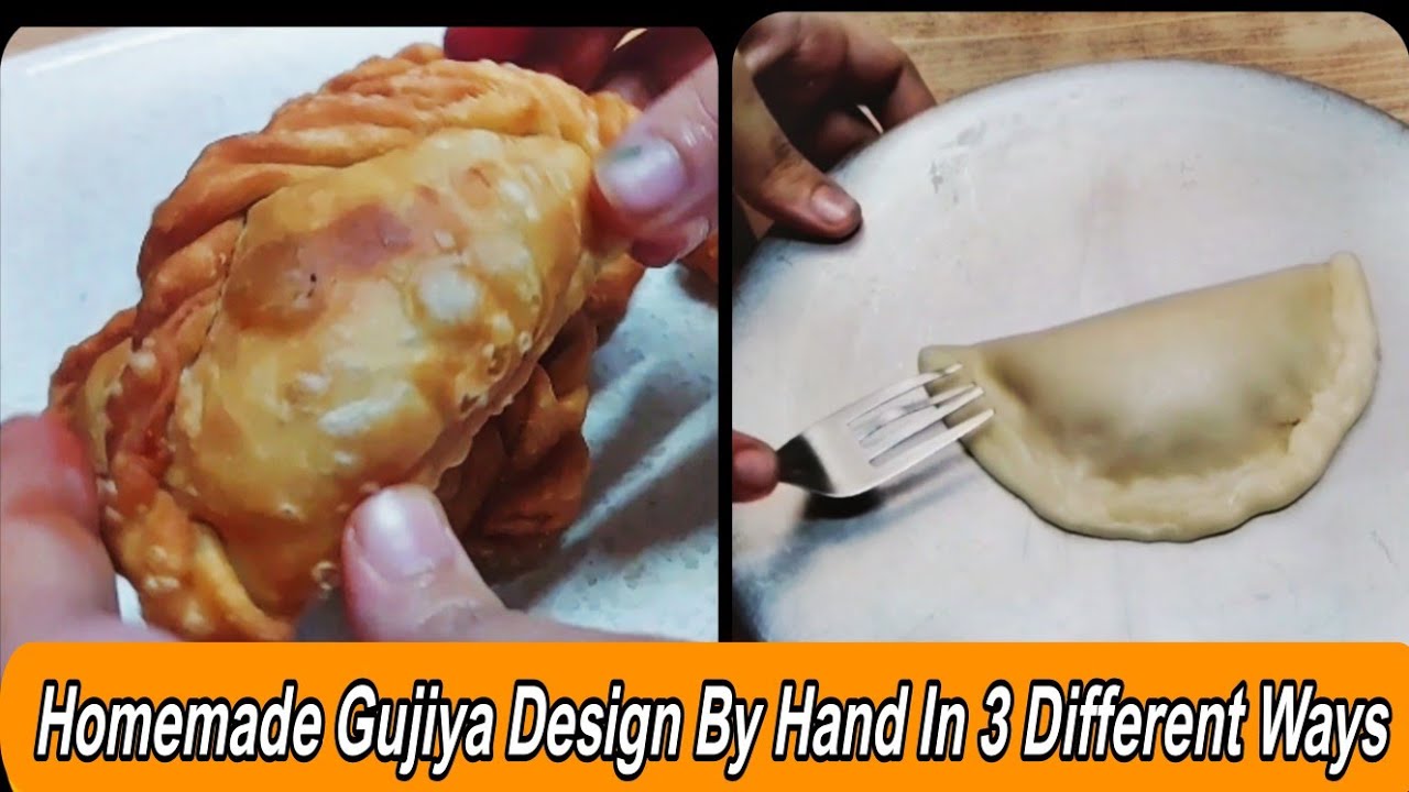 How to make gujiya design with hand |Three different design of gujiya without mould| karanji design|