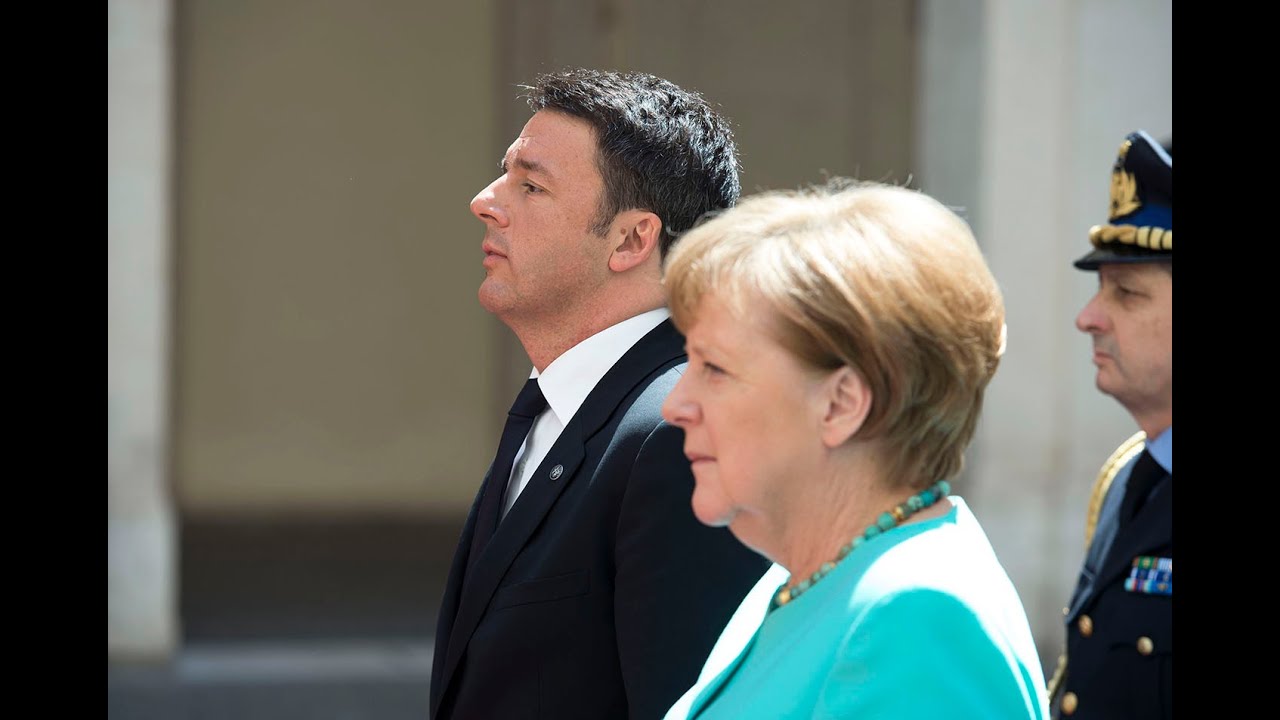 Matteo Renzi incontra Angela Merkel a Palazzo Chigi - l'arrivo (05/05/2016)