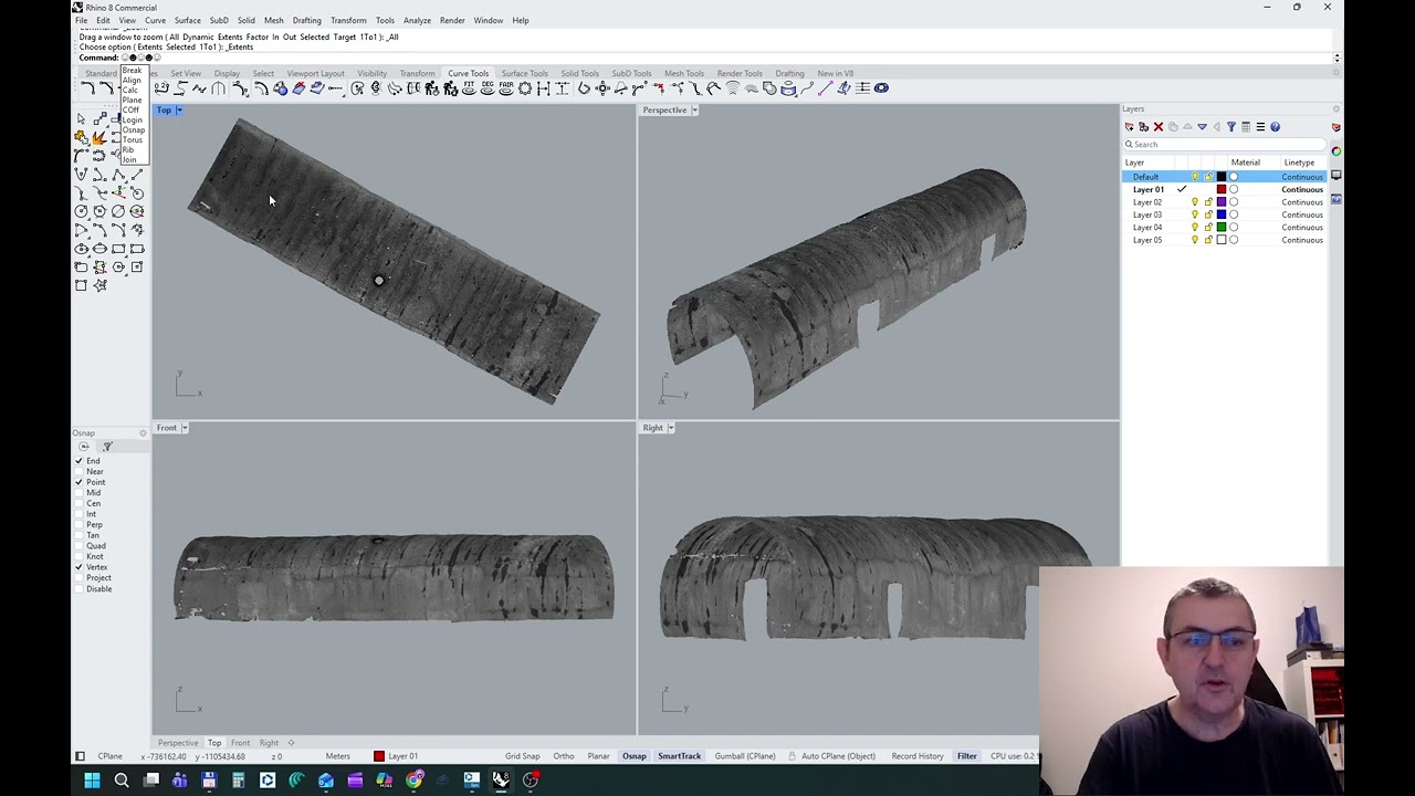 Jak na řezy mračny bodů v Rhino