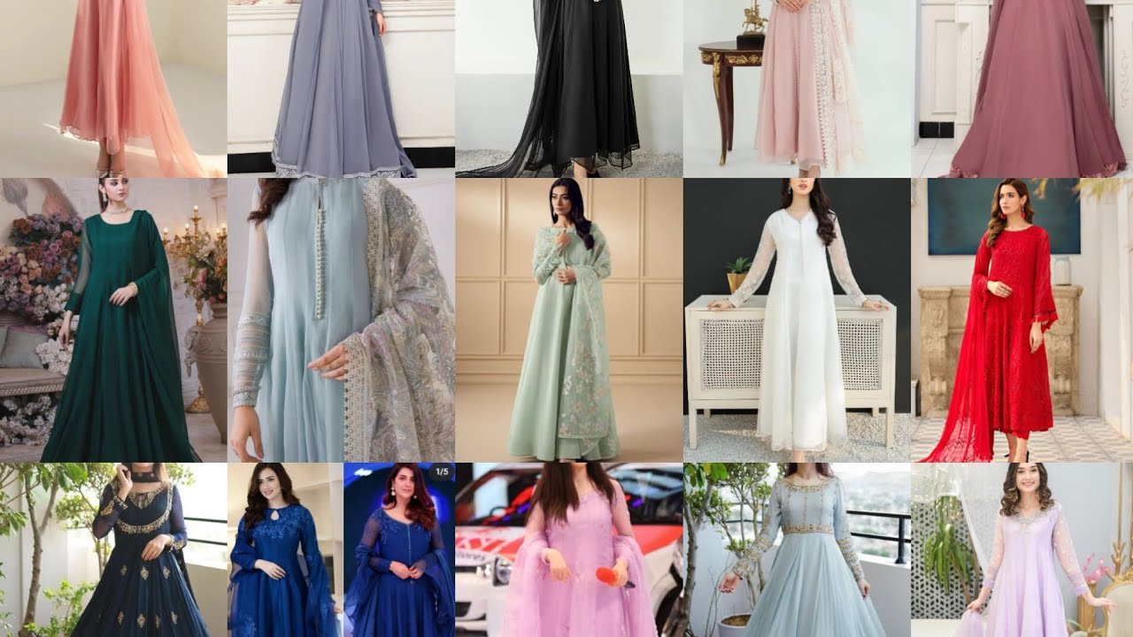 Beautiful Pure Chiffon Long Frocks | Stylish Wedding & Party Collection