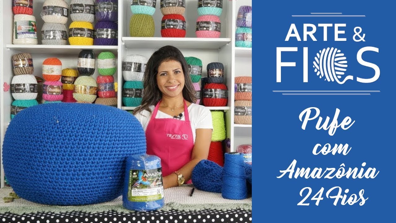 Arte e Fios- Pufe com Amazônia 24 Fios