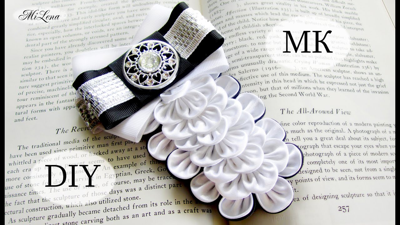 ГАЛСТУК-ЖАБО, МК / DIY Kanzashi Tie / DIY  Bow Tie Brooch Pin