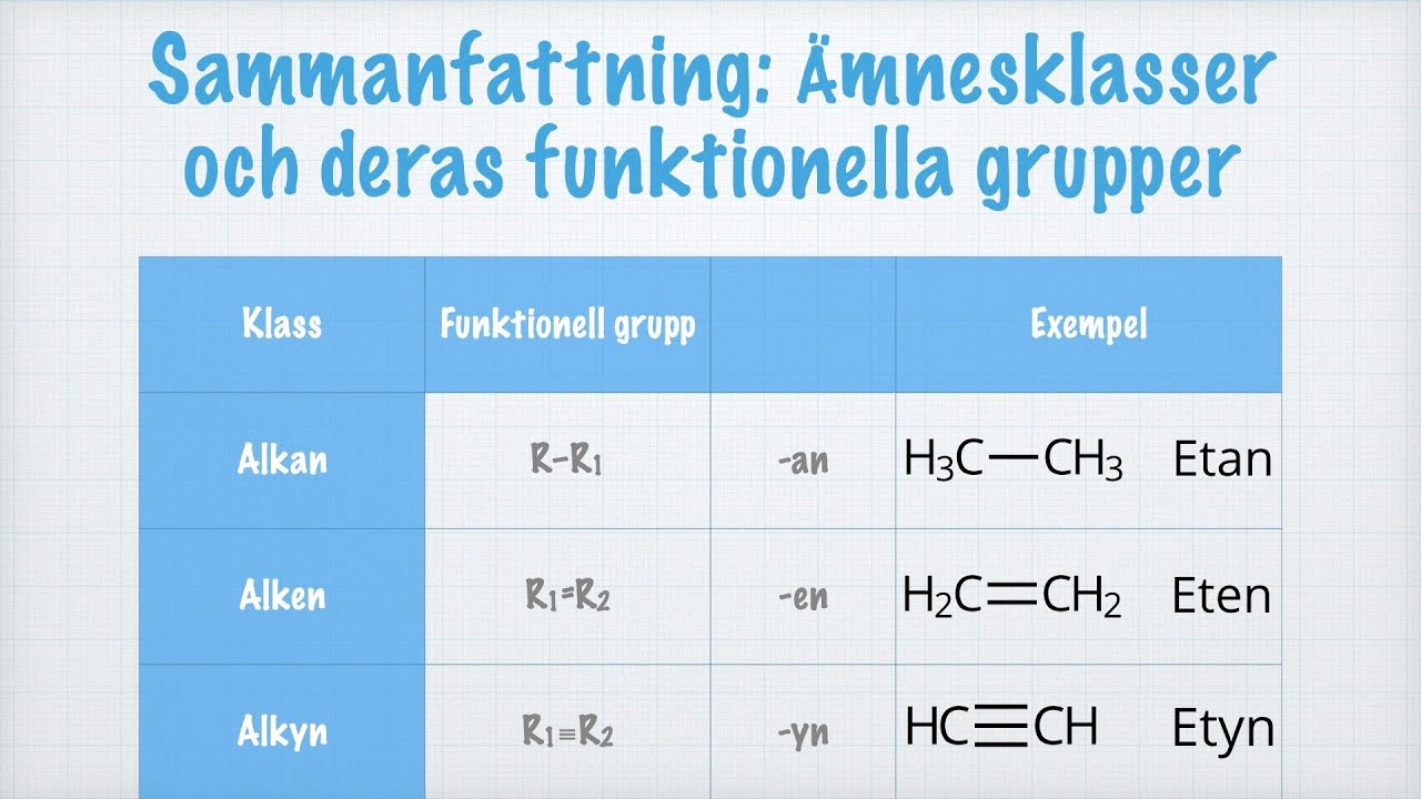 Sammanfattning &ndash; &Auml;mnesklasser och funktionella grupper