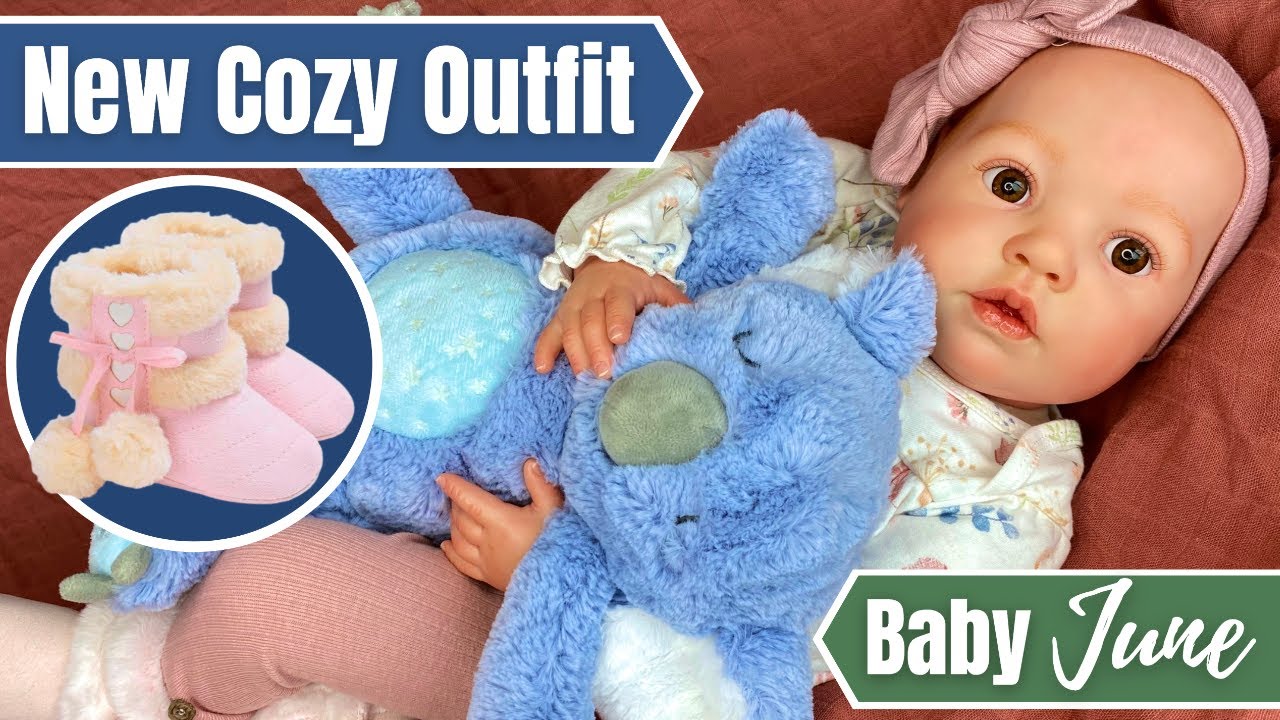 Reborn Baby June Changing Into New Fall Outfit With Fuzzy Boots.