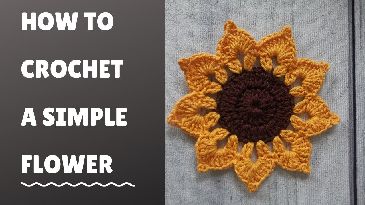 CROCHET FLOWER, SUNFLOWER (COASTER) for BEGINNERS
