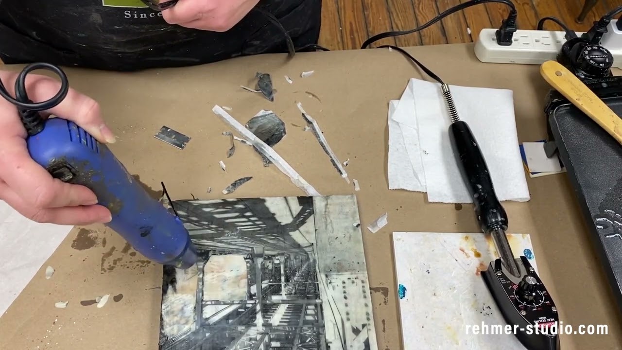 Building an underpainting with encaustic mixed media (adding a tissue paper print) - part two