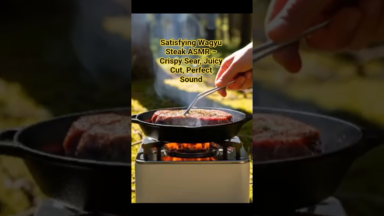 ASMR Cooking Wagyu Steak – Sizzling Sounds & Juicy Medium Rare Cut 