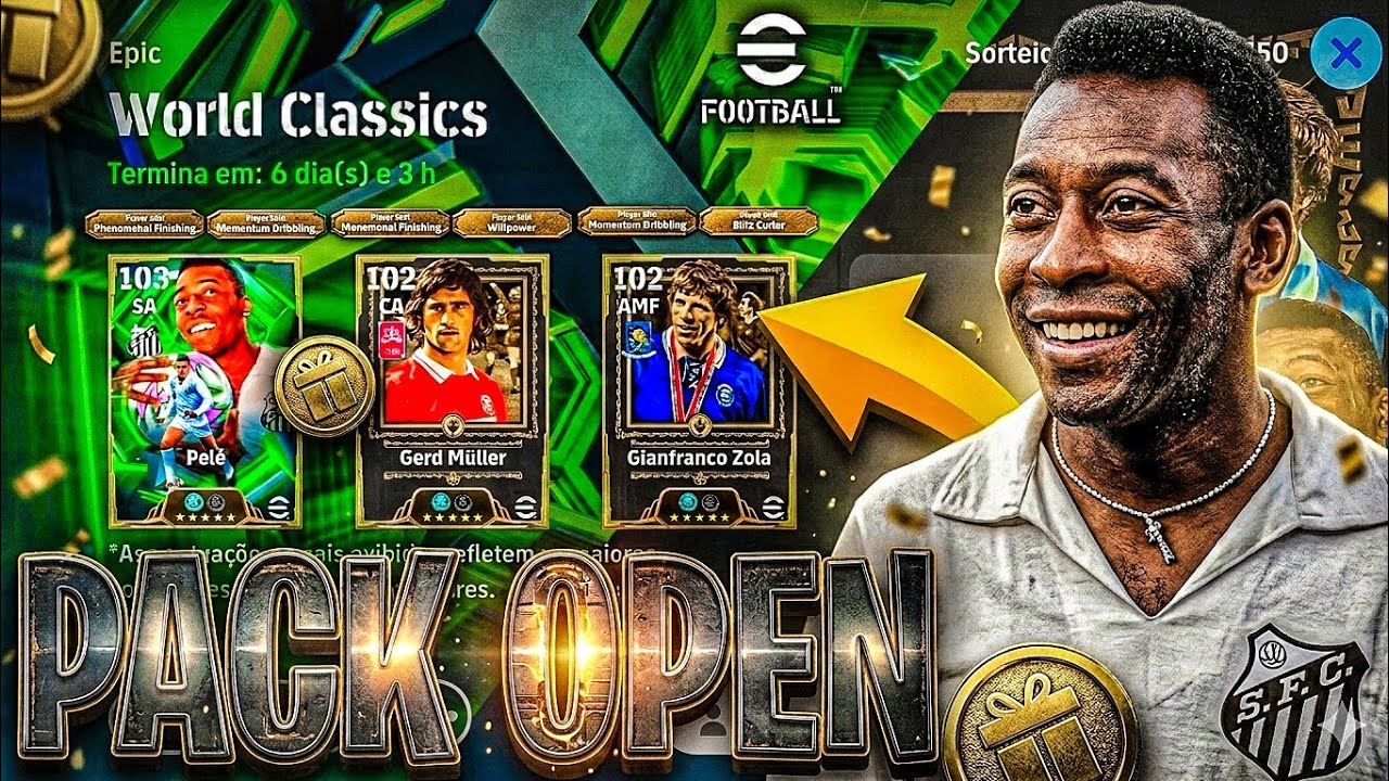 👑 15 GIROS GRÁTIS e UM SONHO! PACK OPEN EM BUSCA DO PELÉ 109 no eFootball 2026 Mobile 🔥