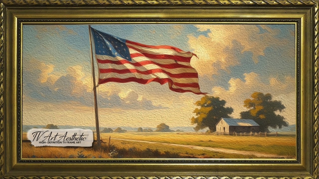 Memorial Day Vintage Oil Painting  | Frame TV Art | American Flag  | Art Screensaver | TV Art Video