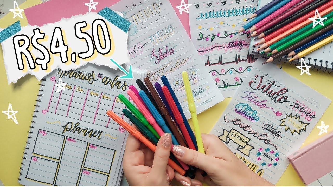 COMO TER UM CADERNO LINDO USANDO MATERIAIS BARATOS! - PLANNER, T&Iacute;TULOS E DIVIS&Oacute;RIAS