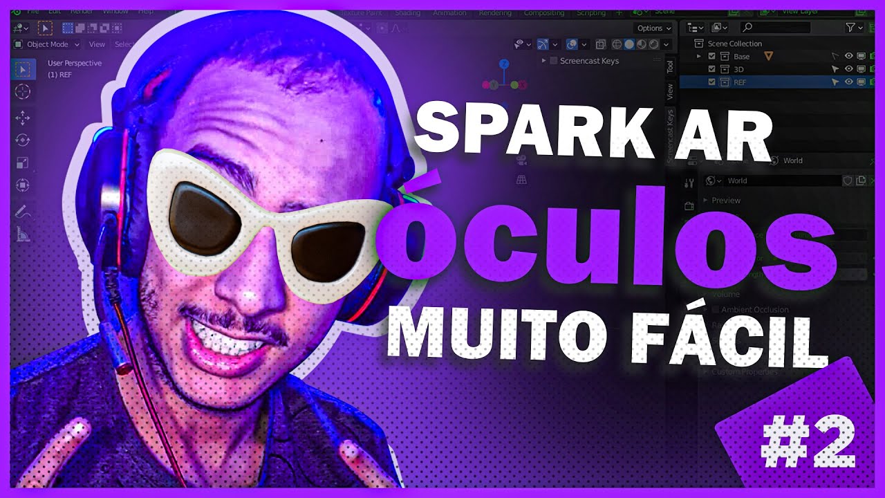 Filtro com óculos 3D usando Blender - Tutorial Spark AR 3D
